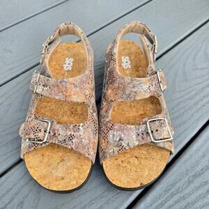 SAS Women's Relaxed Heel Strap Sandals Snakeskin Print Leather, Size 7